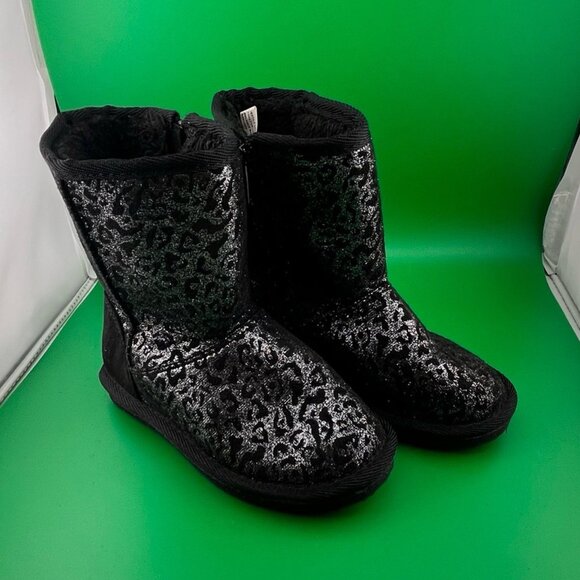 Harper Canyon Other - HARPER CANYON Big Girls Shearling Boots Black/Silver Metallic Animal Print Sz 10